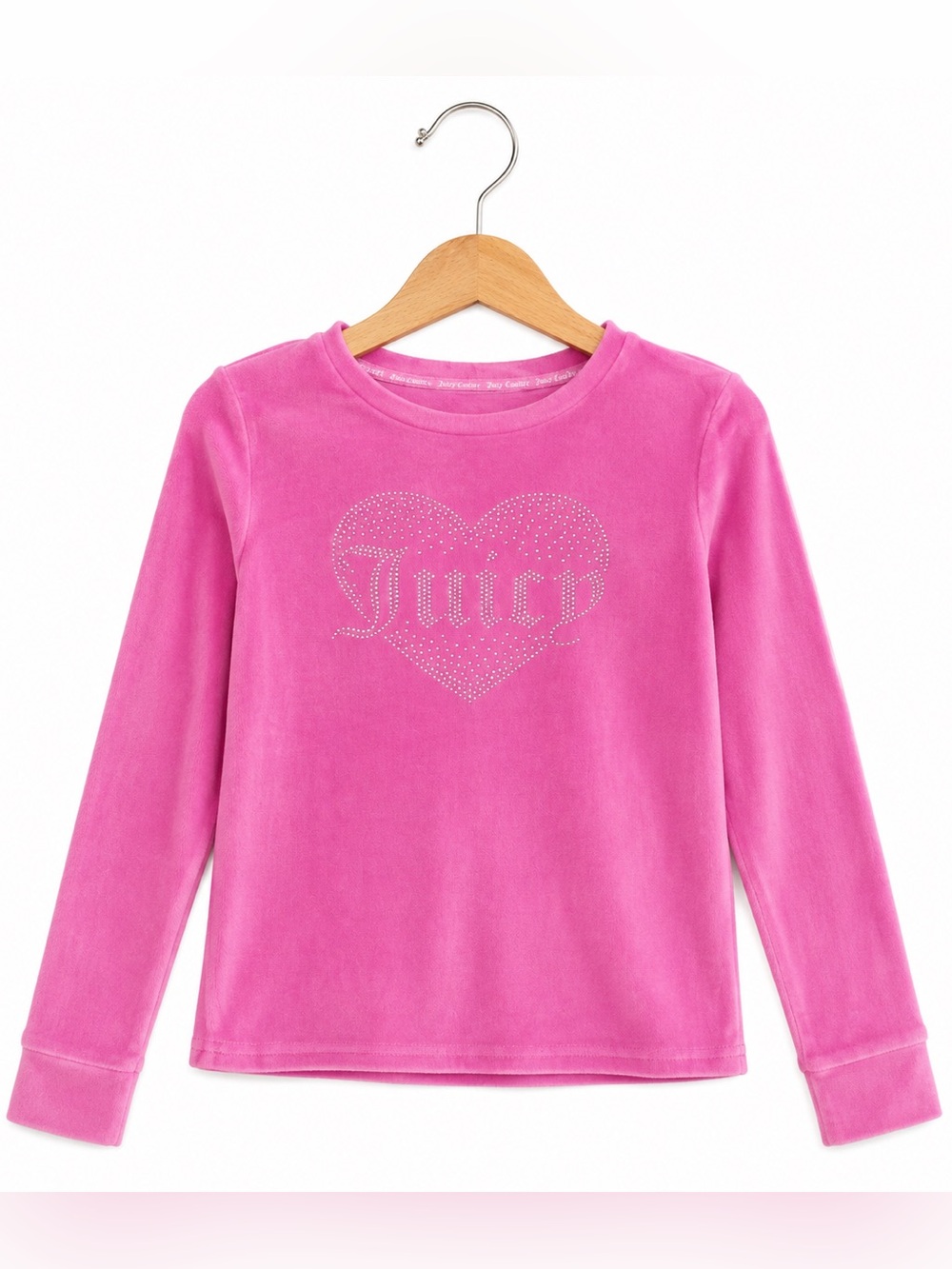 Juicy Couture Velour Heart Logo Long Sleeve Top Pink Girls Size 12